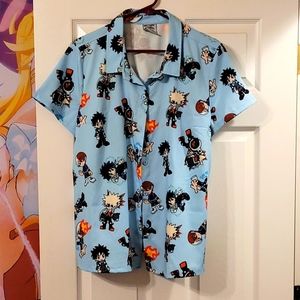Light Blue My Hero Academia Chibi Button Up